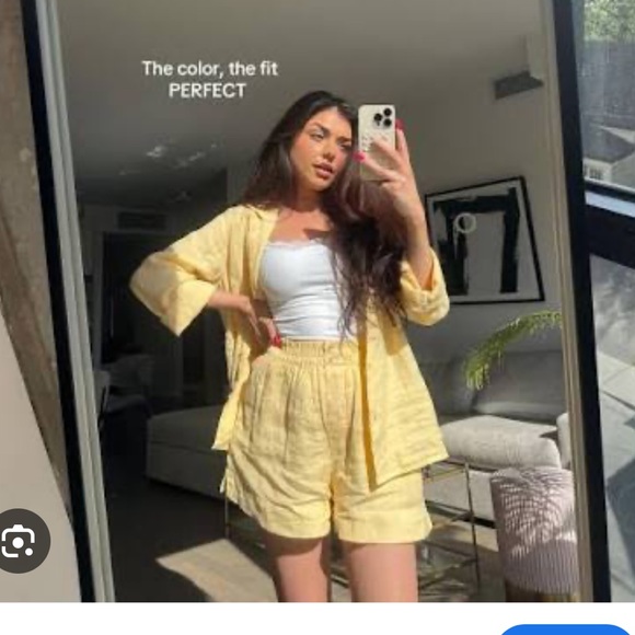 NWT Zara Yellow Linen Shirt and Shorts Set - Picture 5 of 16